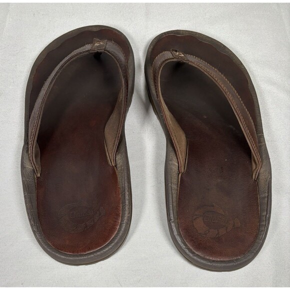 OLUKAI Flip Flops Men’s 11 Ohana Dark Brown - Picture 4 of 6